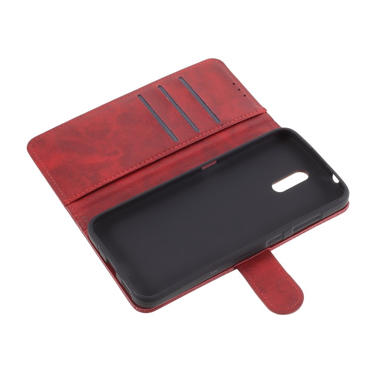 Matte Skin Leather Wallet Stand Phone Cover for Nokia 2.3 - Red-8