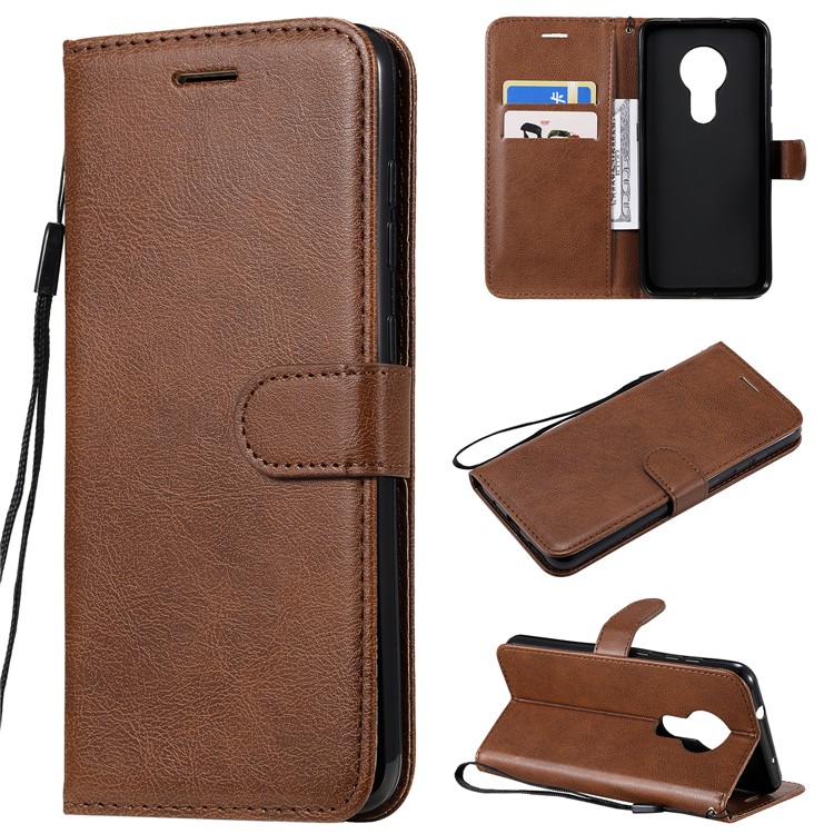 Wallet Leather Stand Case for Nokia 7.2 - Brown-1