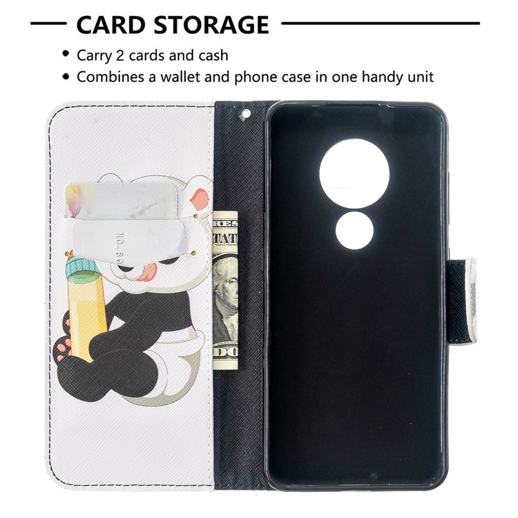 Pattern Printing Leather Wallet Stand Phone Cover for Nokia 7.2 / Nokia 6.2 - Little Panda-6