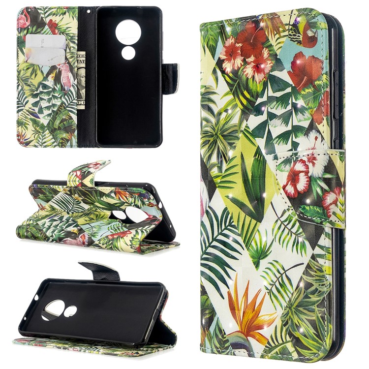 Light Spot Decor Pattern Printing Wallet Leather Phone Cover for Nokia 7.2/6.2 - Plants-1