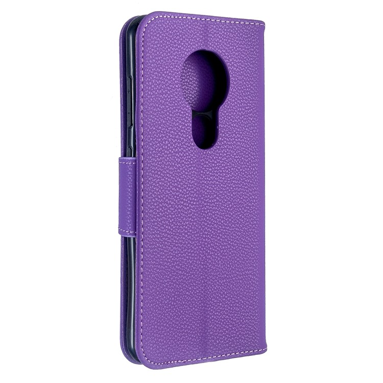 Litchi Texture Leather Wallet Stand Phone Cover with Strap for Nokia 7.2 / Nokia 6.2 - Purple-3