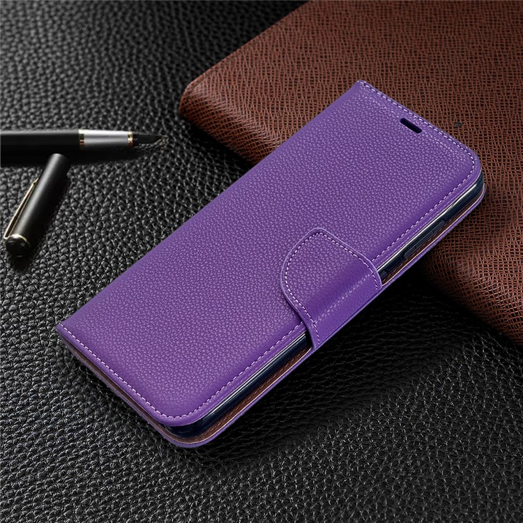 Litchi Texture Leather Wallet Stand Phone Cover with Strap for Nokia 7.2 / Nokia 6.2 - Purple-7