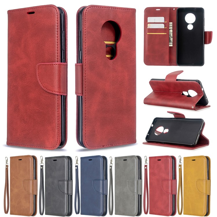 PU Leather Cell Wallet Stand Cover Shell Case for Nokia 7.2/6.2 - Red-10