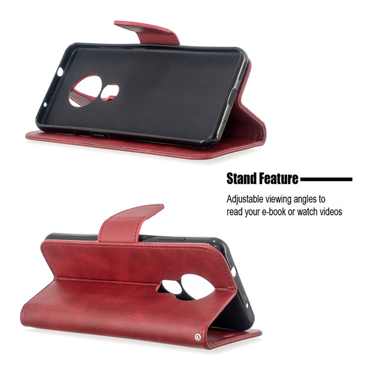 PU Leather Cell Wallet Stand Cover Shell Case for Nokia 7.2/6.2 - Red-5