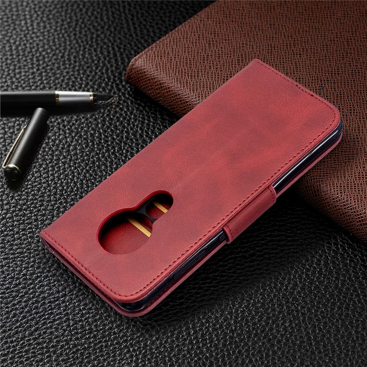 PU Leather Cell Wallet Stand Cover Shell Case for Nokia 7.2/6.2 - Red-8