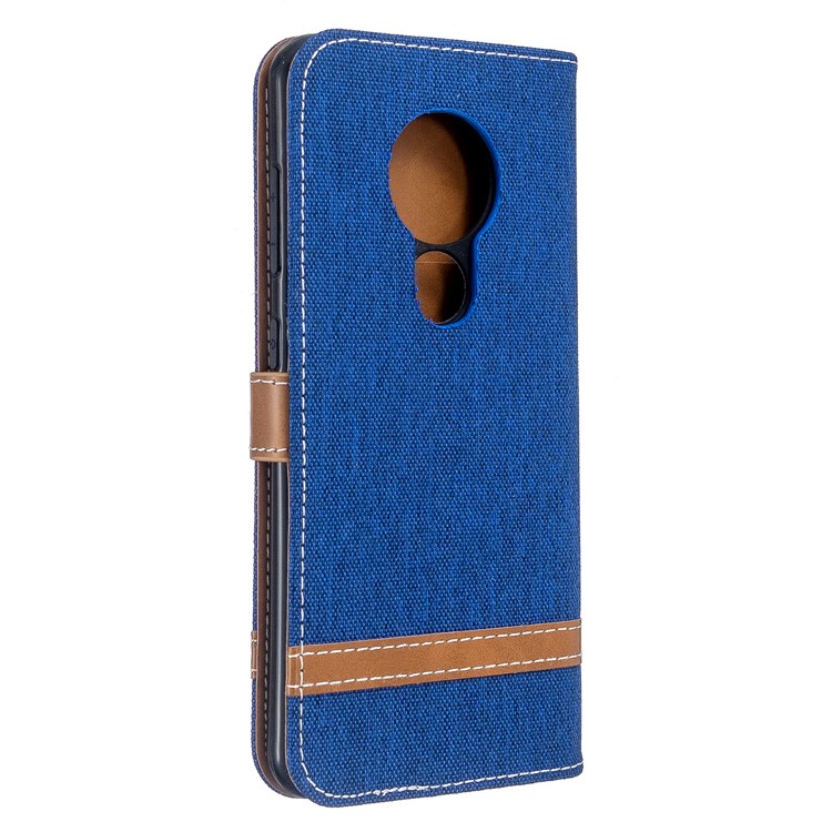 Two-color Jean Cloth PU Leather Phone Shell Case for Nokia 7.2/6.2 - Baby Blue-3