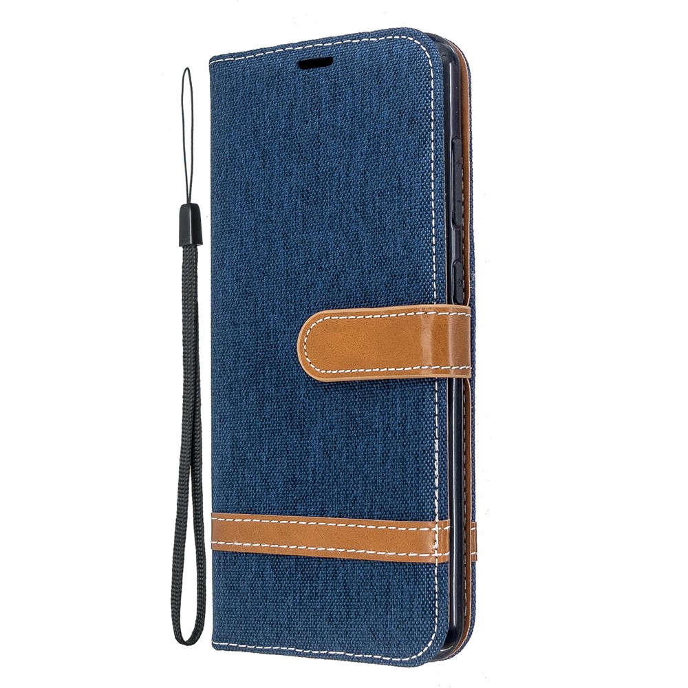 Deux Couleurs Shell Téléphone Cuir Tissu Jean PU Pour Nokia 7.2 / 6.2 - Bleu Foncé-2