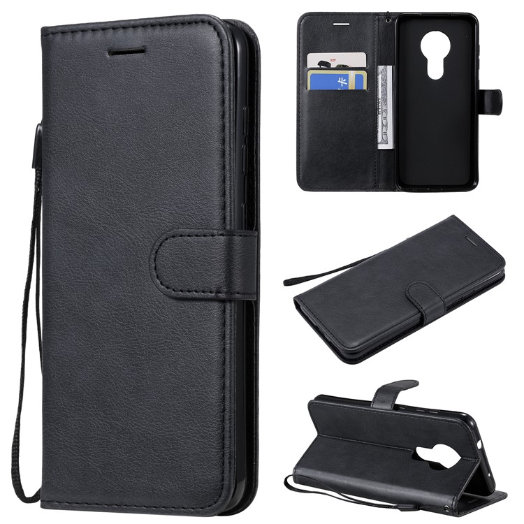 Cell Phone Leather Wallet Stand Phone Casing for Nokia 7.2 - Black-1