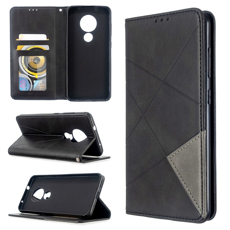 Geometric Pattern PU Leather Card Holder Case for Nokia 6.2 / 7.2 - Black-1