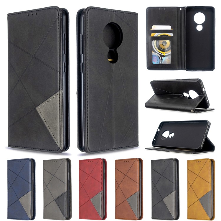 Geometric Pattern PU Leather Card Holder Case for Nokia 6.2 / 7.2 - Black-10