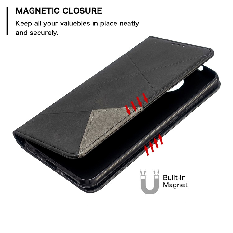 Geometric Pattern PU Leather Card Holder Case for Nokia 6.2 / 7.2 - Black-6
