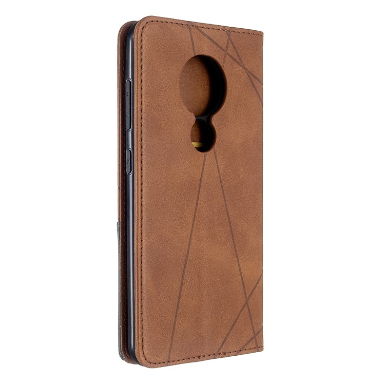 Geometric Pattern PU Leather Card Holder Case for Nokia 6.2 / 7.2 - Coffee-3