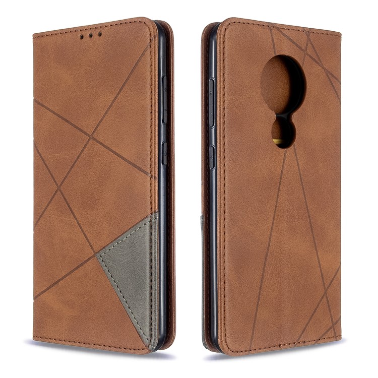 Geometric Pattern PU Leather Card Holder Case for Nokia 6.2 / 7.2 - Coffee-4
