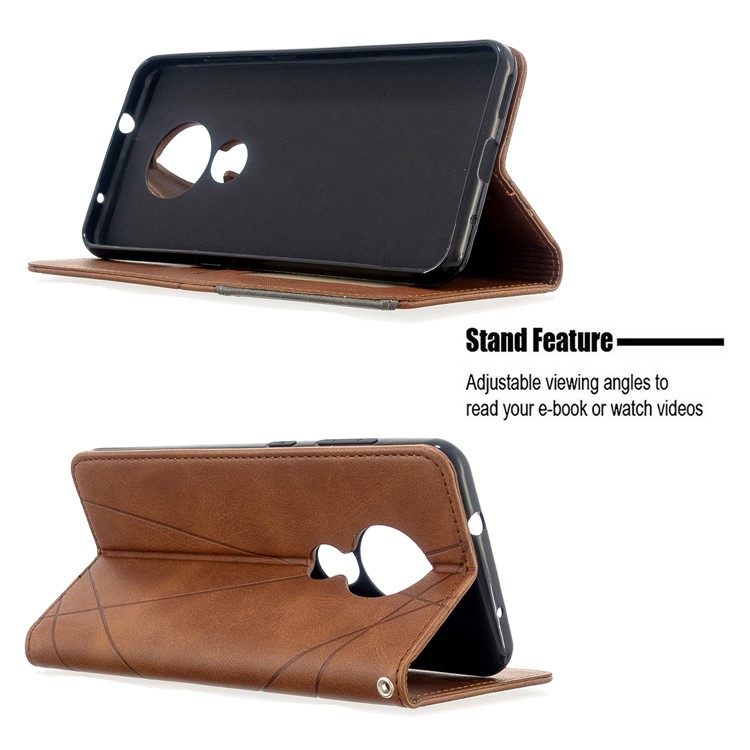 Geometric Pattern PU Leather Card Holder Case for Nokia 6.2 / 7.2 - Coffee-5