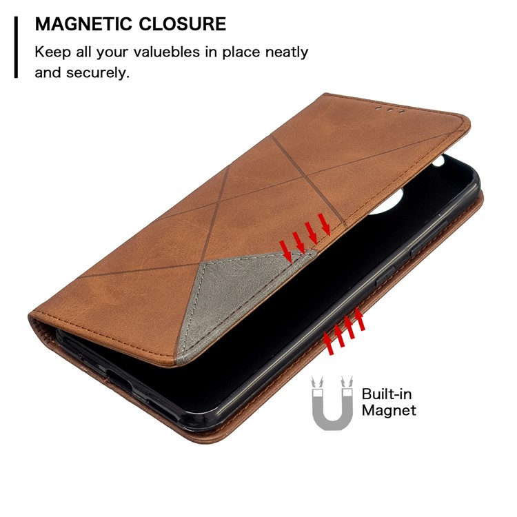 Geometric Pattern PU Leather Card Holder Case for Nokia 6.2 / 7.2 - Coffee-6