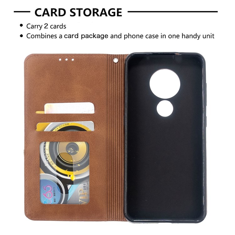 Geometric Pattern PU Leather Card Holder Case for Nokia 6.2 / 7.2 - Coffee-7