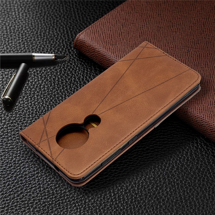 Geometric Pattern PU Leather Card Holder Case for Nokia 6.2 / 7.2 - Coffee-9