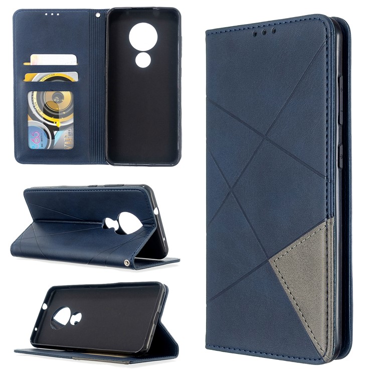 Geometric Pattern PU Leather Card Holder Case for Nokia 6.2 / 7.2 - Blue-1