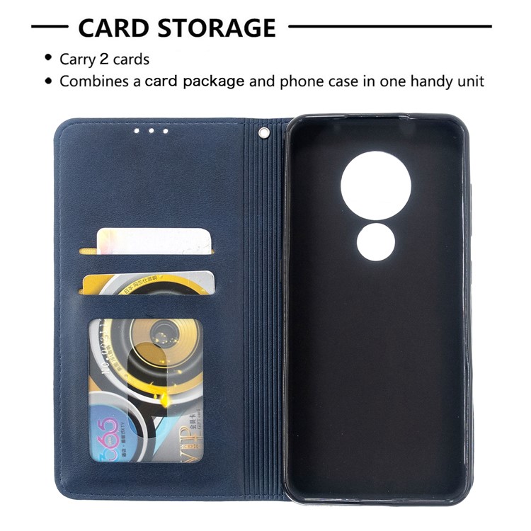 Geometric Pattern PU Leather Card Holder Case for Nokia 6.2 / 7.2 - Blue-7