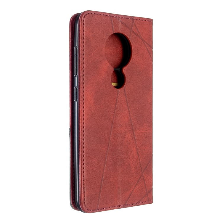 Geometric Pattern PU Leather Card Holder Case for Nokia 6.2 / 7.2 - Red-3