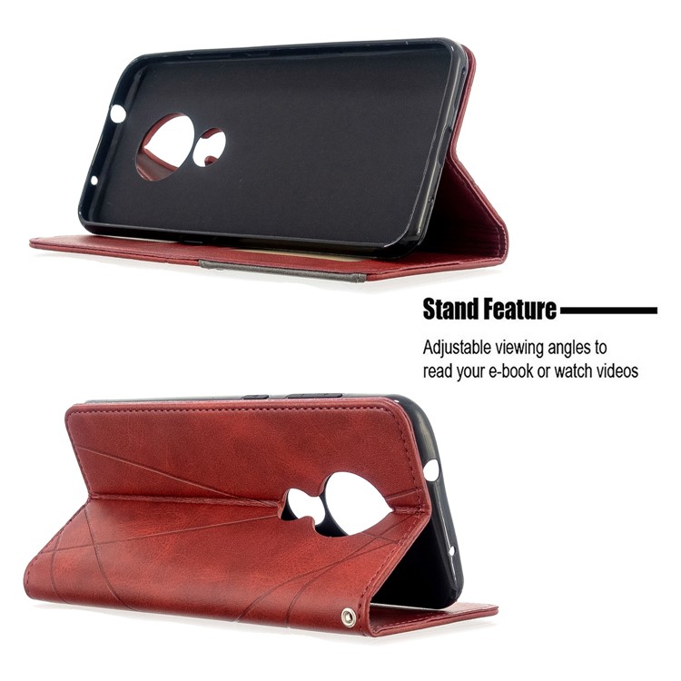 Geometric Pattern PU Leather Card Holder Case for Nokia 6.2 / 7.2 - Red-5