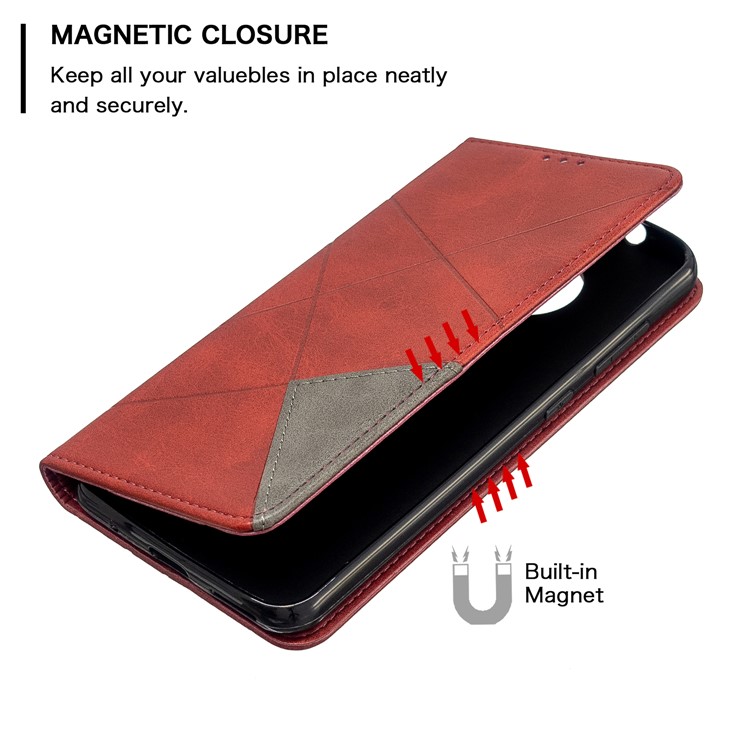 Geometric Pattern PU Leather Card Holder Case for Nokia 6.2 / 7.2 - Red-6