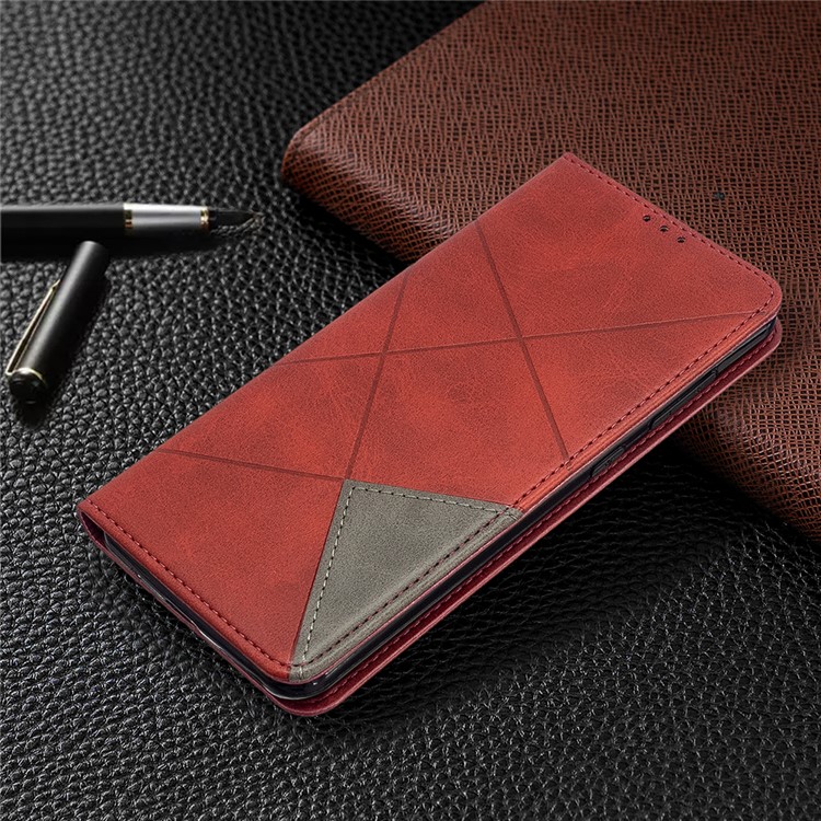 Geometric Pattern PU Leather Card Holder Case for Nokia 6.2 / 7.2 - Red-8