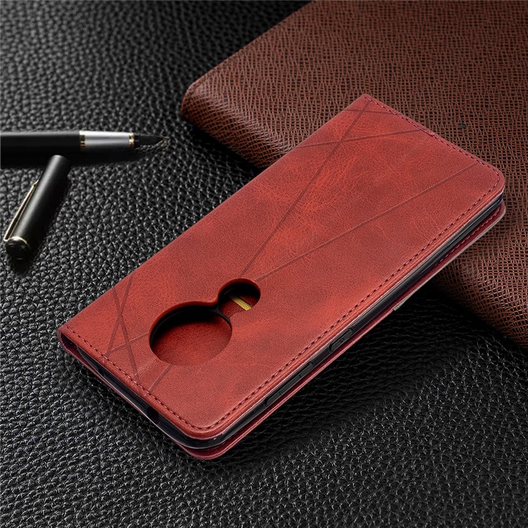 Geometric Pattern PU Leather Card Holder Case for Nokia 6.2 / 7.2 - Red-9