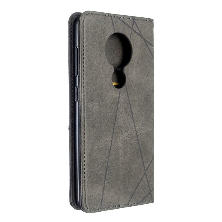 Geometric Pattern PU Leather Card Holder Case for Nokia 6.2 / 7.2 - Grey-3