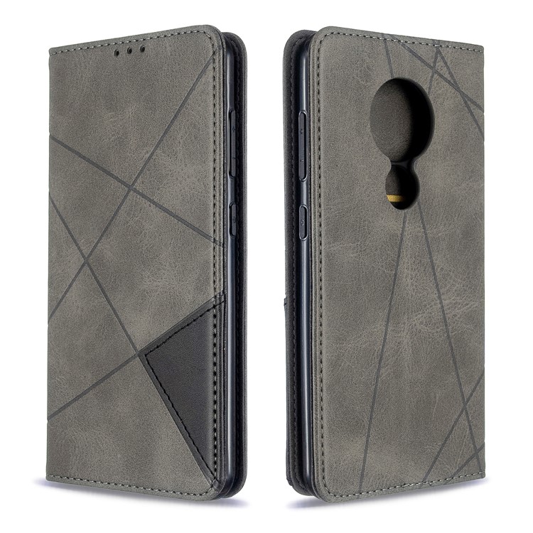 Geometric Pattern PU Leather Card Holder Case for Nokia 6.2 / 7.2 - Grey-4
