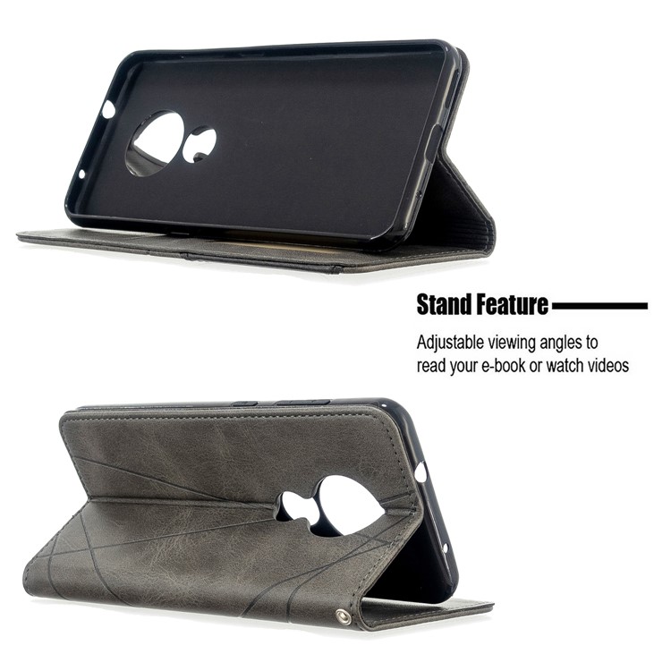 Geometric Pattern PU Leather Card Holder Case for Nokia 6.2 / 7.2 - Grey-5