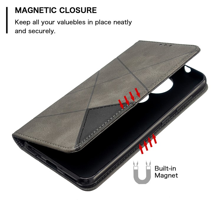 Geometric Pattern PU Leather Card Holder Case for Nokia 6.2 / 7.2 - Grey-6