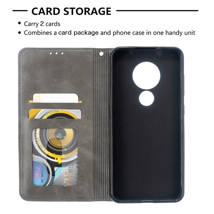 Geometric Pattern PU Leather Card Holder Case for Nokia 6.2 / 7.2 - Grey-7