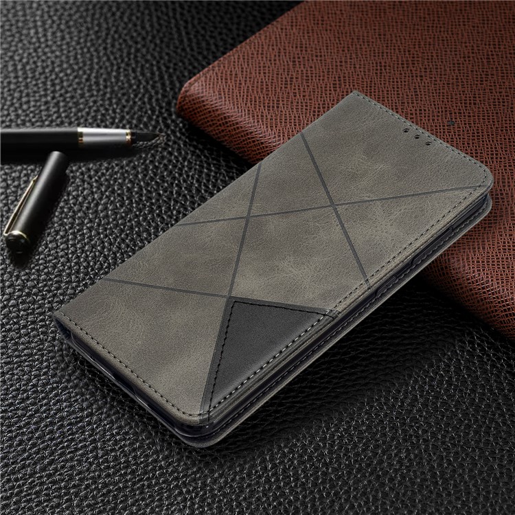 Geometric Pattern PU Leather Card Holder Case for Nokia 6.2 / 7.2 - Grey-8