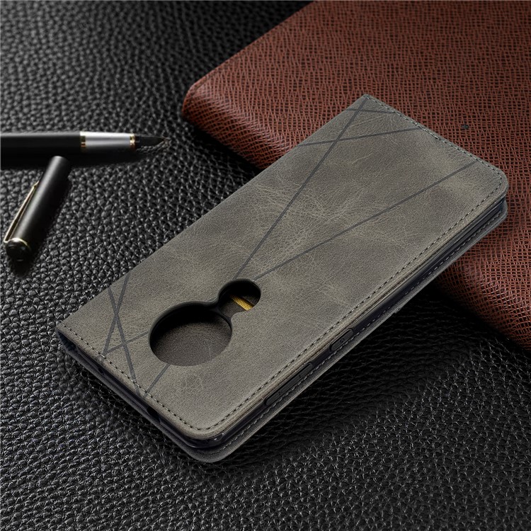 Geometric Pattern PU Leather Card Holder Case for Nokia 6.2 / 7.2 - Grey-9