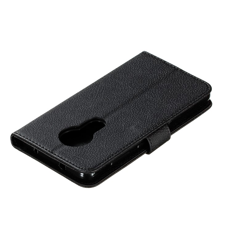 Litchi Design Imprint Feather Leather Phone Case with Wallet Stand for 	Nokia 7.2 - Black-6