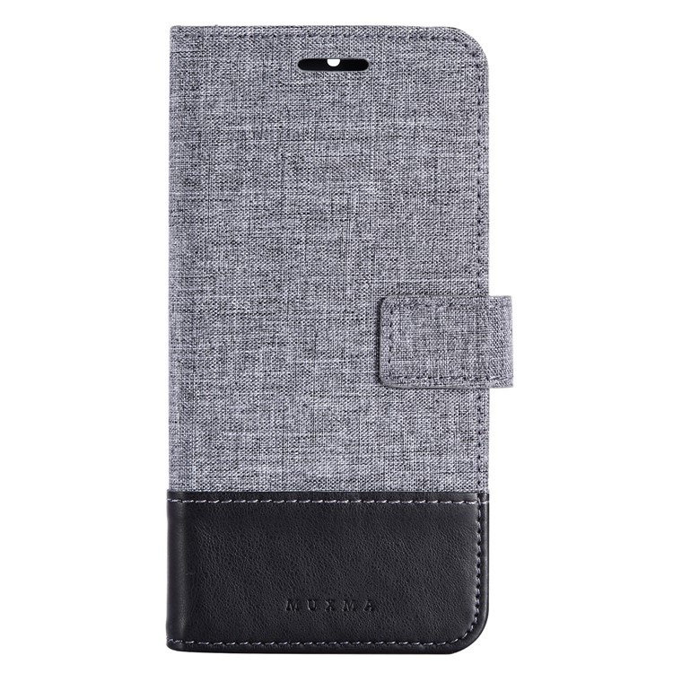 MUXMA Leather Canvas Splicing Stand Mobile Phone Case for Nokia 6 - Black-2