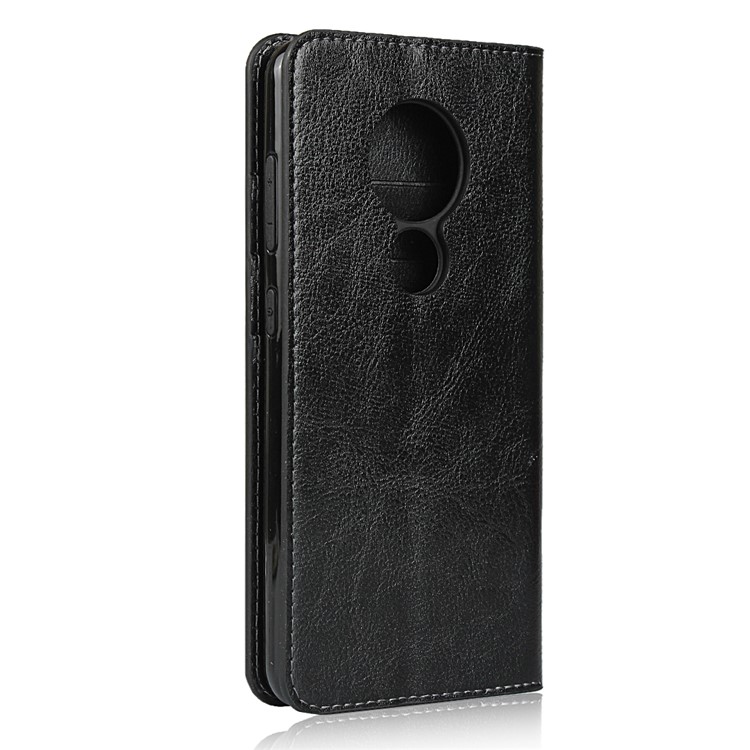 Crazy Horse Skin Genuine Leather Wallet Phone Case for Nokia 7.2 - Black-3