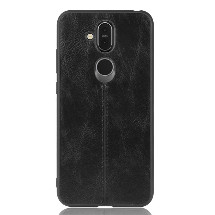 Leather Coated PC + TPU Hybrid Phone Shell Cover for Nokia 8.1 / X7 - Black-3