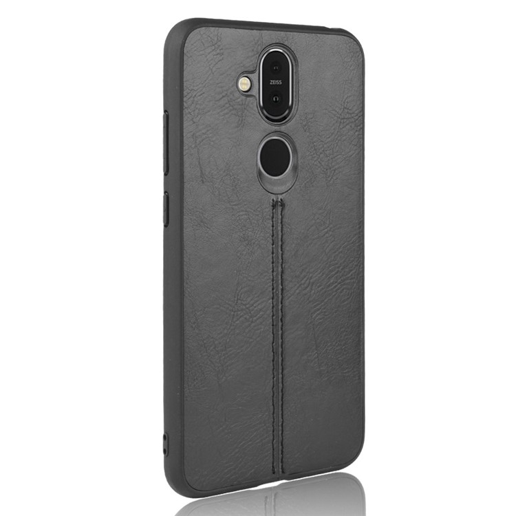 Leather Coated PC + TPU Hybrid Phone Shell Cover for Nokia 8.1 / X7 - Black-4