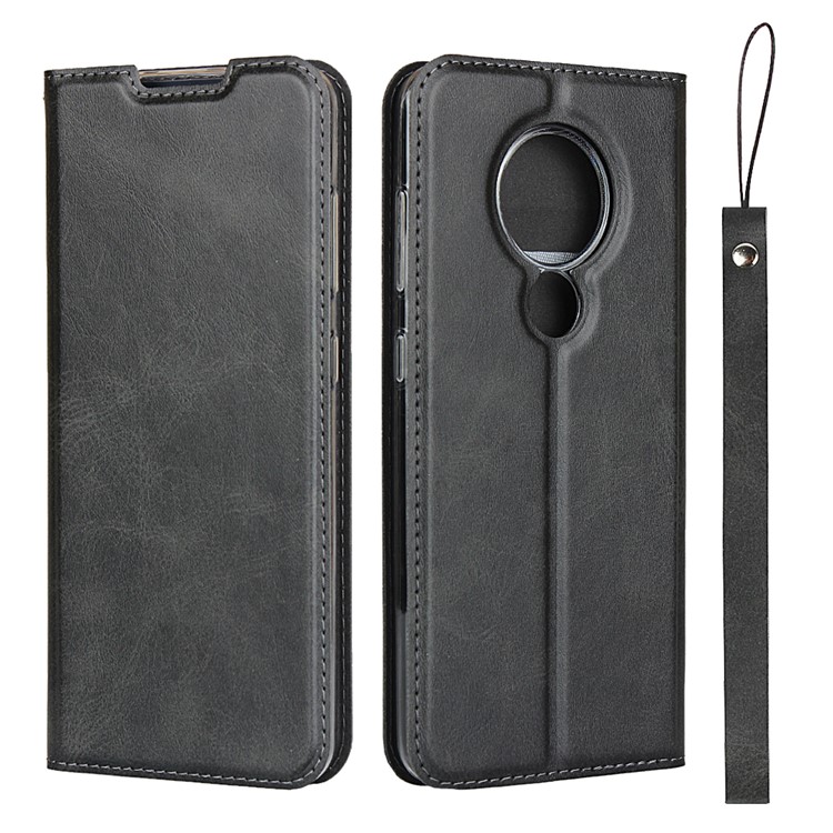 Leather with Card Holder Case with Stand for Nokia 7.2 - Black-1