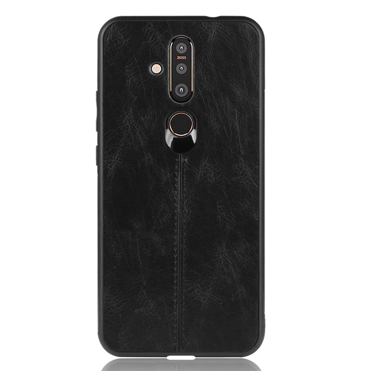 Leather Coated PC + TPU Cell Phone Cover for Nokia X71 - Black-3