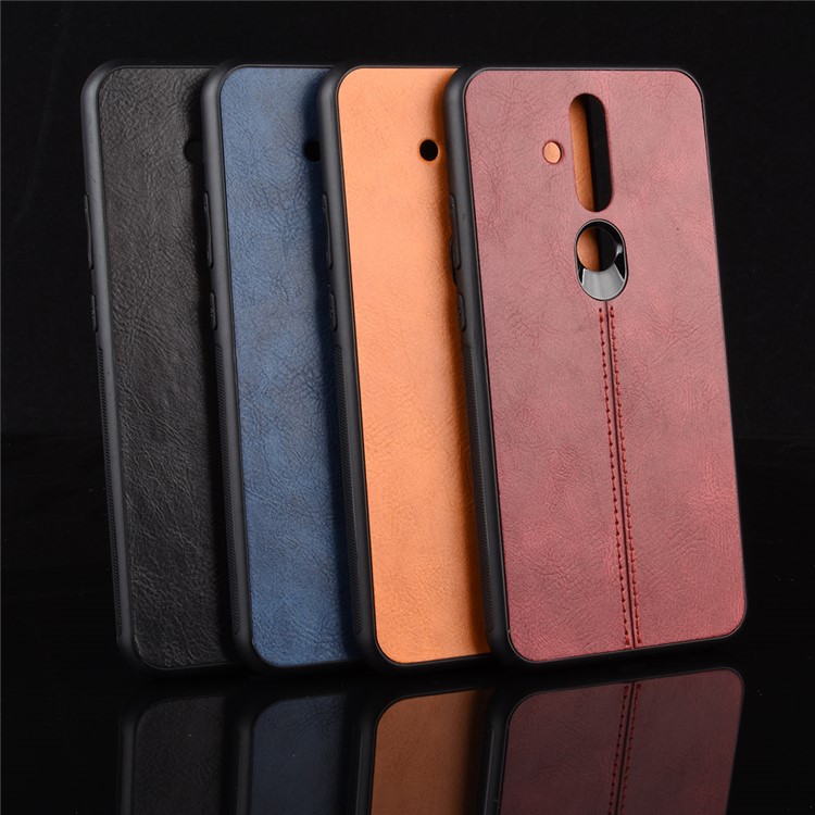 Leather Coated PC + TPU Cell Phone Cover for Nokia X71 - Black-8