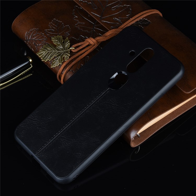 Leather Coated PC + TPU Cell Phone Cover for Nokia X71 - Black-9