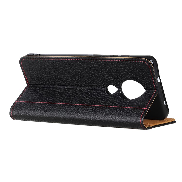 Litchi Skin Leather Wallet Case for Nokia 7.2/6.2 - Black-8