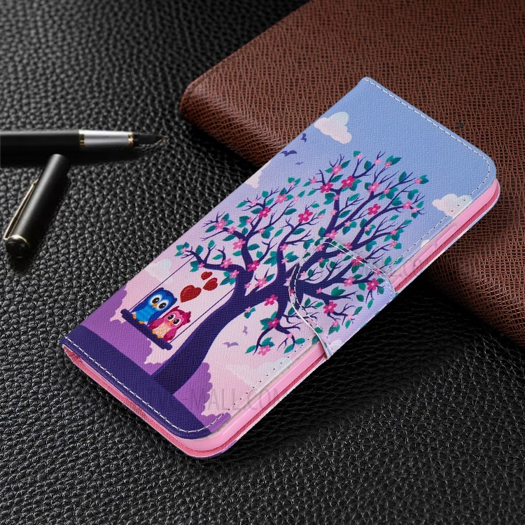 Printing Surface with Wallet Leather Shell for Nokia 2.3 - Tree and Couple Owls-7