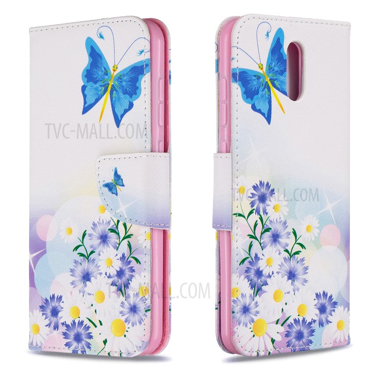 Pattern Printing Leather Wallet Phone Cover Case for Nokia 2.3 - Blue Butterflies-2