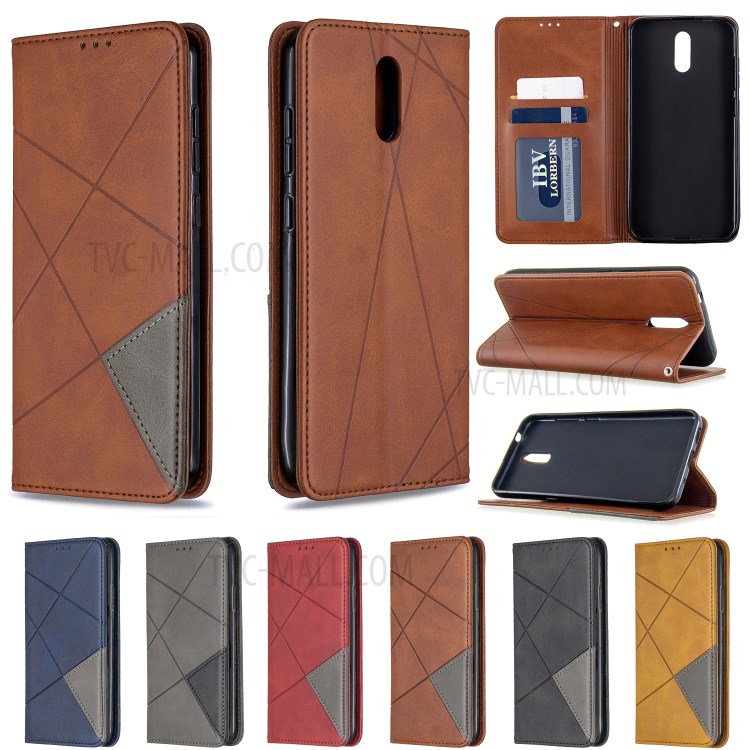 Geometric Pattern Auto-absorbed Leather Card Holder Case for Nokia 2.3 - Black-11