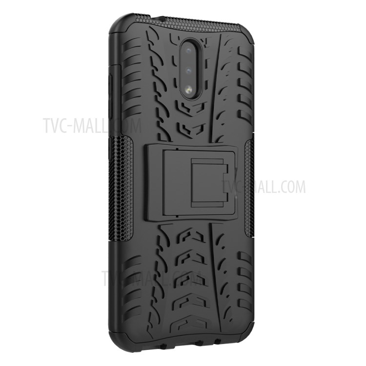 Protection Cool Tyre PC + TPU Combo Phone Case with Kickstand for Nokia 2.3 - All Black-8