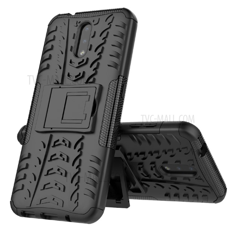 Protection Cool Tyre PC + TPU Combo Phone Case with Kickstand for Nokia 2.3 - All Black-9